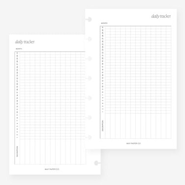 MAY PAPER May Paper Co Mini Happy Planner Daily Tracker Planner Insert Agenda Refill for 7Discs Notebook 46 x 7 White