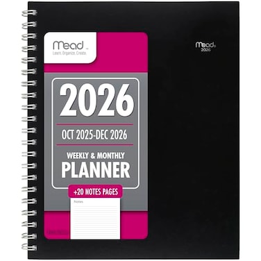 Mead 2026 Planner Weekly Monthly 15Month 812 x 11 Large Basic Black CRW6200526