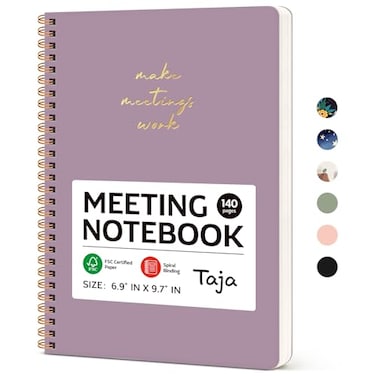 Taja Meeting Notebook for Work Organization Work notebook with action items Meeting Minutes Planner Notebook Perfect Office Supplies for Men Women Purple