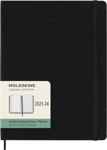 Moleskine 20232024 Weekly Planner 18M Extra Large Black Hard Cover 75 x 10