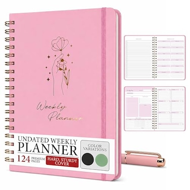 Only Zest Undated Weekly Planner Notebook for Work School Home Aesthetic Hardcover Spiral Blank Planner with Habit Tracker Goal Organizer To Do List 124 NoBleed Pages 6485 Pink