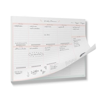 Peachly Desktop Weekly Planner Notepad 60 Undated TearOff Pages Schedule Daily ToDo Lists Increase Your Productivity In Less Than 5 Minutes A Week Achieve Your Goals Peach and Mint Fern