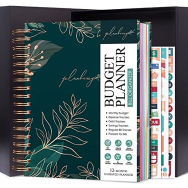 PLANBERRY Large Budget Planner Monthly Bill Organizer with Pockets Budgeting Book Finance Expense Tracker 83x94 Green Pastures