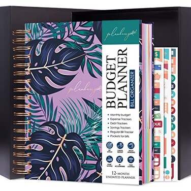 PLANBERRY Large Budget Planner Monthly Bill Organizer with Pockets Budgeting Book Finance Expense Tracker 83x94 Wild Purple