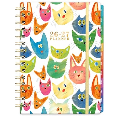 Planrage Planner 20262027 20262027 Planner Weekly and Monthly Jul2026 Jun2027 12 Month Planner Weekly Monthly with Colourful Tabs 64 x 85 Hardcover Back Pocket Cat