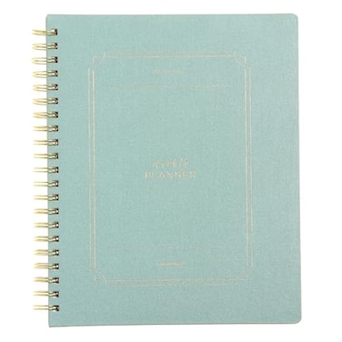 RUSSELL+HAZEL russellhazel 20252026 Weekly Planner Spiral Bound Bookcloth Dew with Gold Foil Details 91 x 112 July 2025 June 2026 Features 52 Weekly Spreads 1Count
