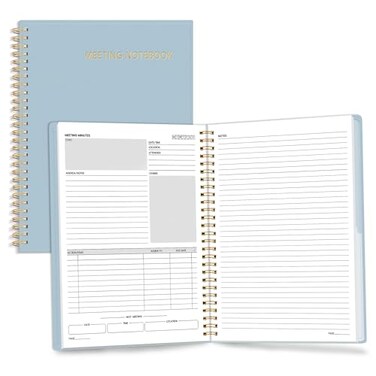 SUNEE Half Meeting Half Note 75x10 Professional Notebooks for Work 160 Pages B5 Size Project Planner Spiral Meeting AgendaMinutes Organizer for Women Men Note Taking Office Business