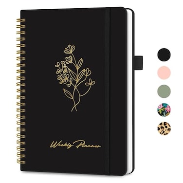 Taja Undated Weekly Planner Weekly To Do List Notebook with Goal Habit Tracker Organizer A5 Weekly Planner Notebook with Spiral Binding 61 x 82 Black