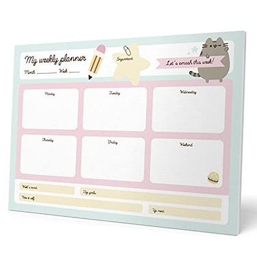 Grupo Erik To Do List Notepad Pusheen Calendar A4 Daily Weekly Planner ADHD Planner Pad 54 TearOff Sheets 90 gsm Pusheen Stationery Improve Productivity Task Planner