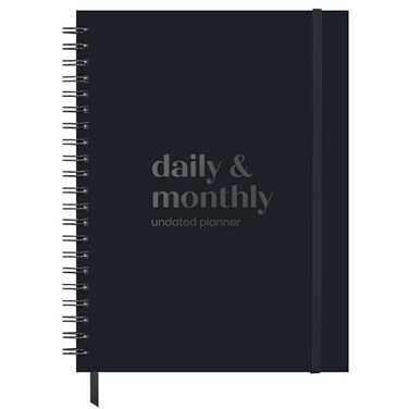 jayren Undated Daily Monthly Planner 20262027 Hourly Schedule Large 85 x 11 Daily Work Planner with Full Page Per Day To Do List Time Blocking Black Hardcover Spiral Notebook