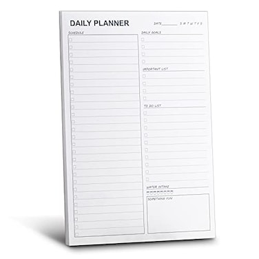 UtyTrees Daily Planner Pad 67 x 98 with 58 Undated TearOff Sheets Unisex Planning Pads to Track Productivity Schedule Water intake and Something Fun