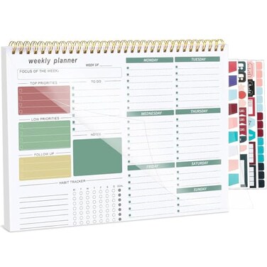 Thboxes Weekly To Do List Notepad 85x11 Weekly Desk Planner with 52 Tear Off Sheets Undated Weekly Planner Habit Tracker Productivity Organizer for Home School and Work Green