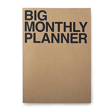 JSTORY Big Monthly Planner Stitch Bound Lays Flat Undated Year Round Flexible Cover GoalTime Organizer Thick Paper Eco Friendly Customizable A3 16 Months 18 Sheets Brown
