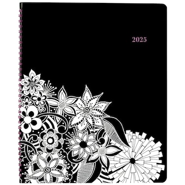 Cambridge 2025 Appointment Book Planner Weekly Monthly 812 x 11 Large FloraDoodle White and Black 58990525