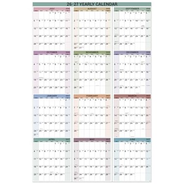 Vindora 20262027 Yearly Wall Calendar Jul 2026 to Jun2027 344 x 228 Open Wall Calendar 20262027 with Round Sticks Thick Paper Vertical