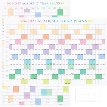 exellewis 24 x 36 Exellewis 20262027 Academic Wall Calendar July 2026 to June 2027 Folded Large Yearly Planner 12 Months 2Sided Reversible HorizontalVertical School Office Business Year Calendar