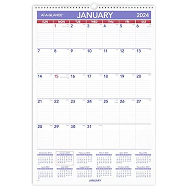 AT-A-GLANCE ATAGLANCE 2024 Wall Calendar 1512 x 2234 Large Spiral Bound Monthly PM32824
