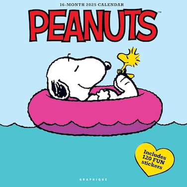 Graphique 2025 Peanuts Wall Calendar 12 x 12 Thick Paper Home Office Organizer Large Monthly Grid 3 Languages Marked Holidays 4 Month Preview Page for 2026