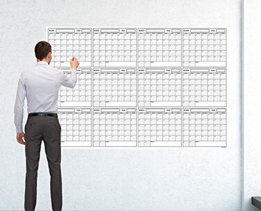 SwiftGlimpse 48 x 72 Large Jumbo Oversized Erasable Laminated Blank Annual Yearly Wall Calendar Poster 12 Months Reusable for Office Academic or Home