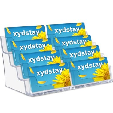 xydstay Acrylic Business Card Holder for Desk4Tier Clear Plastic Display Stand with 8 Pockets Holds 400 Cardsldeal for Office Workspace Organization