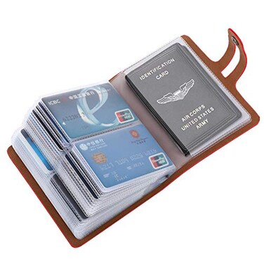 angimi RFID Blocked Leather Credit Card Holder Business Card Organizer Red 60 Card Capacity UnisexAdults