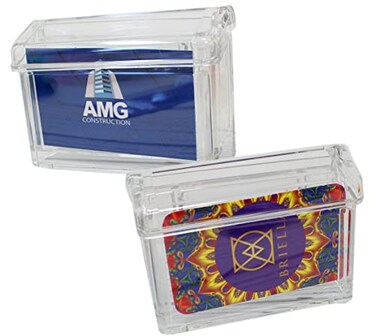 Zelica Business Card Holder with Cover Outdoor Wall Mounted Clear Acrylic Hinged 2 Pack