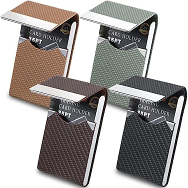 Eaasty 4 Pcs PU Leather Business Card Holder Case with Magnetic Clasp Pocket RFID Blocking Metal Business Card Holder Wallet OrganizerMulticolorClassic Style