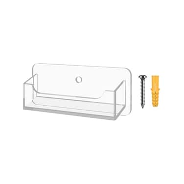 Marketing Holders Wall Mount Business Card Holder for 35 x 2 Printed Media Stickers Appointment Contact Info or Gift Cards Display Single Pocket Clear Acrylic Includes Hanging Hardware
