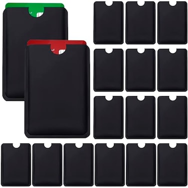 OIIKI 20PCS RFID Blocking Sleeves for Credit Card Black Aluminum Foil RFID Card Holders Waterproof Identity Card Protector for Wallet or Purse for Wome Men