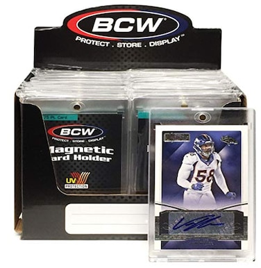 BCW Magnetic Card Holder 75 PT Thickness 18ct Protective Display Card Case with Secure Gold Magnet Closure UV Protection Quick Access Design for Sports Gaming and Collectible Cards