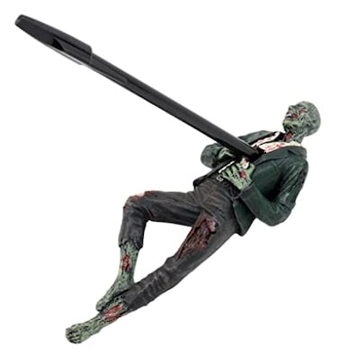 Ebros Gift Walking Dead Walker Hunter Impaled Zombie Pen Holder 675L Office Desktop Pencil Holder