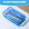 Fainne 24 Pack Pencil Boxes for School Clear Plastic Pencil Case Large Plastic Crayon Box Bulk Stackable Classroom Stationery Organizer School SuppliesBlue