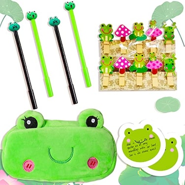 LaVenty Cute Frog Pencil Pouch Frog Pens Frogs Pencil Case Frogs Stationery Frog Sticky Notes Office School Supplies