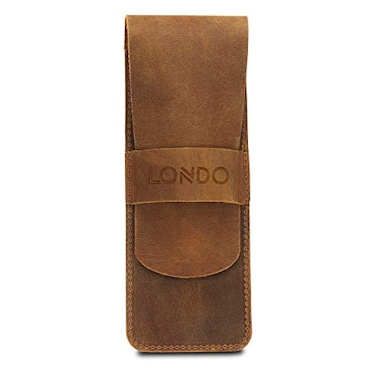 Londo Genuine Leather Pen and Pencil Case with Tuck in Flap Stationery Bag