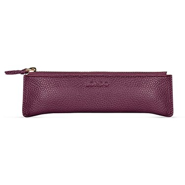Londo Genuine Leather Pen Case with Zipper Closure Pencil Pouch Stationery Bag