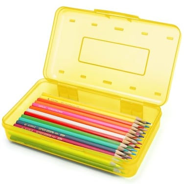 Nuozme Plastic Translucent Pencil BoxPencil Cases with SnapTight Lid for Pens Pencils School SuppliesOffice Supplies 1 Pack Standard Size