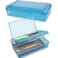 SFLHHDM Large Pencil Box Double Layer Capacity Pencils Holders Clear Hard Pen Case with Snaptight Lid Plastic Pencil Case for Office School Pen Boxes Storage School Box Navy Blue1pcs