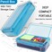 SFLHHDM Large Pencil Box Double Layer Capacity Pencils Holders Clear Hard Pen Case with Snaptight Lid Plastic Pencil Case for Office School Pen Boxes Storage School Box Navy Blue1pcs
