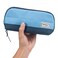 Sooez WideOpening Pencil Pen Case Lightweight Spacious Pencil Pouch Zipper Stationery Bag Aesthetic Supply with Triangular Design for Adults Blue