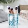 WAVEYU Pen Pencil Holder for Desk Marble Desk Decor Organizer Durable Ceramic Pencil Cup Holder Marble Design Makeup Cups for Brushes for Office Classroom Blue
