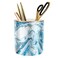 WAVEYU Pen Pencil Holder for Desk Marble Desk Decor Organizer Durable Ceramic Pencil Cup Holder Marble Design Makeup Cups for Brushes for Office Classroom Blue