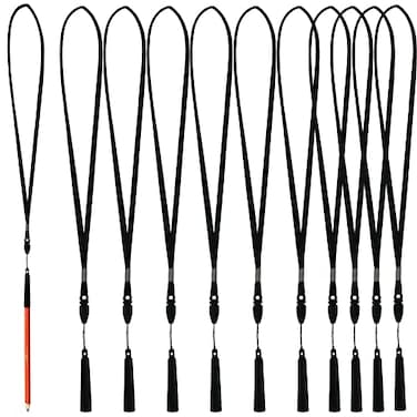 XILAOTOU 10 AntiLost Necklace Lanyard with Elasticity blackAntiLost Silicone Rubber Pen Silicone Lanyard HolderTeachersConstruction Workers Waitresses Carpenters Contractors Pros