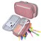 YONZONE Big Capacity Pencil Case Large Pencil Bag Pouch High Storage Pen Marker Holder 3 Multi Functional Compartments Office Desk Organizer Makeup Bag Pink