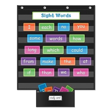 AKAYOK Standard Pocket Charts for Classroom Interactive and Versatile Pocket Chart 28x28 Sentence Strip Holder for Vocabulary Practice Spelling Display Number Patterns Black
