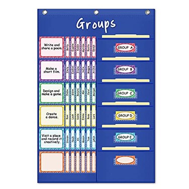 EAMAY Eamay Small Group Management Pocket Chart with 84 Cards to Keep Small Groups Organized and On Task BLUE