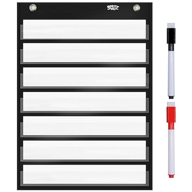 SpriteGru Magnetic Pocket Chart with 10 Dry Erase Cards for StandardsDaily ScheduleActivitiesClass demonstrations Black