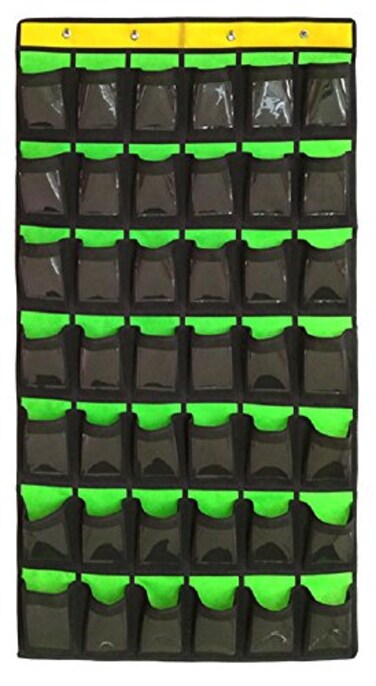 NIMES Hanging Organizer Classroom Pocket Chart for Cell Phones Calculator Holder with DIY Clear Card Pockets 42 Pockets