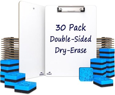 Scribbledo SCRIBBLEDO Dry Erase Clipboard Double Sided 9x12 with Erasers 30 Pack