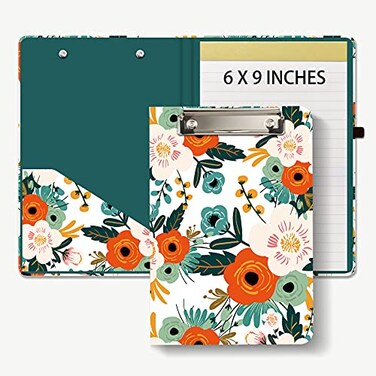 Hongri Mini Clipboard Folio with Refillable Lined Notepad A5 Clip Board