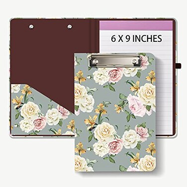 Hongri Mini Clipboard Folio with Refillable Lined Notepad A5 Clip Board